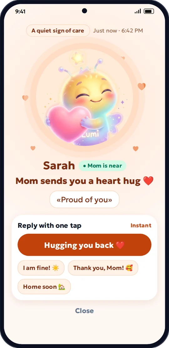 A quiet sign of care — “Send a heart” with Lumi
